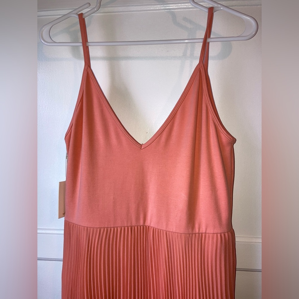 Tawny Orange (looks coral/peach)Aritzia Daphne Wilfred pleated dress - Picture 3 of 8